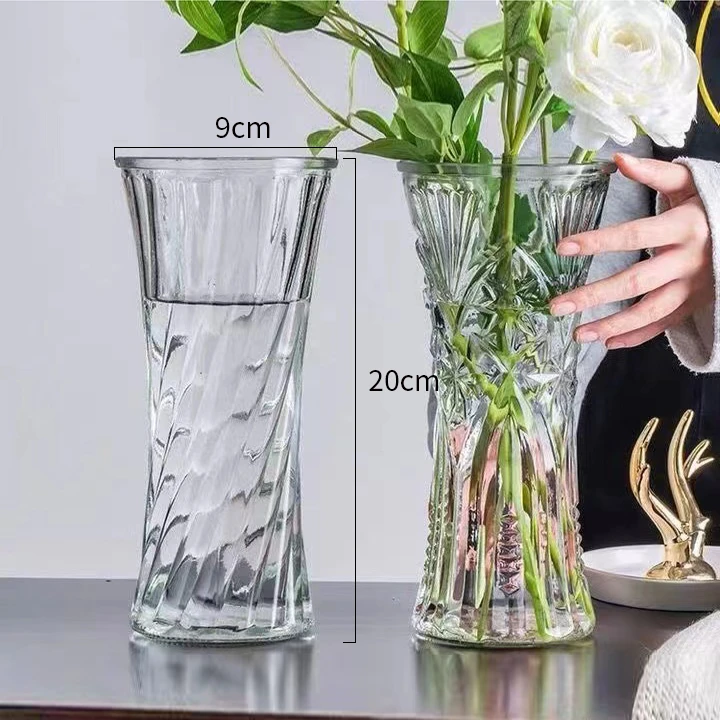 【5.99/两只水晶花瓶】简约创意透明玻璃花瓶桌面水养玫瑰鲜花瓶ins