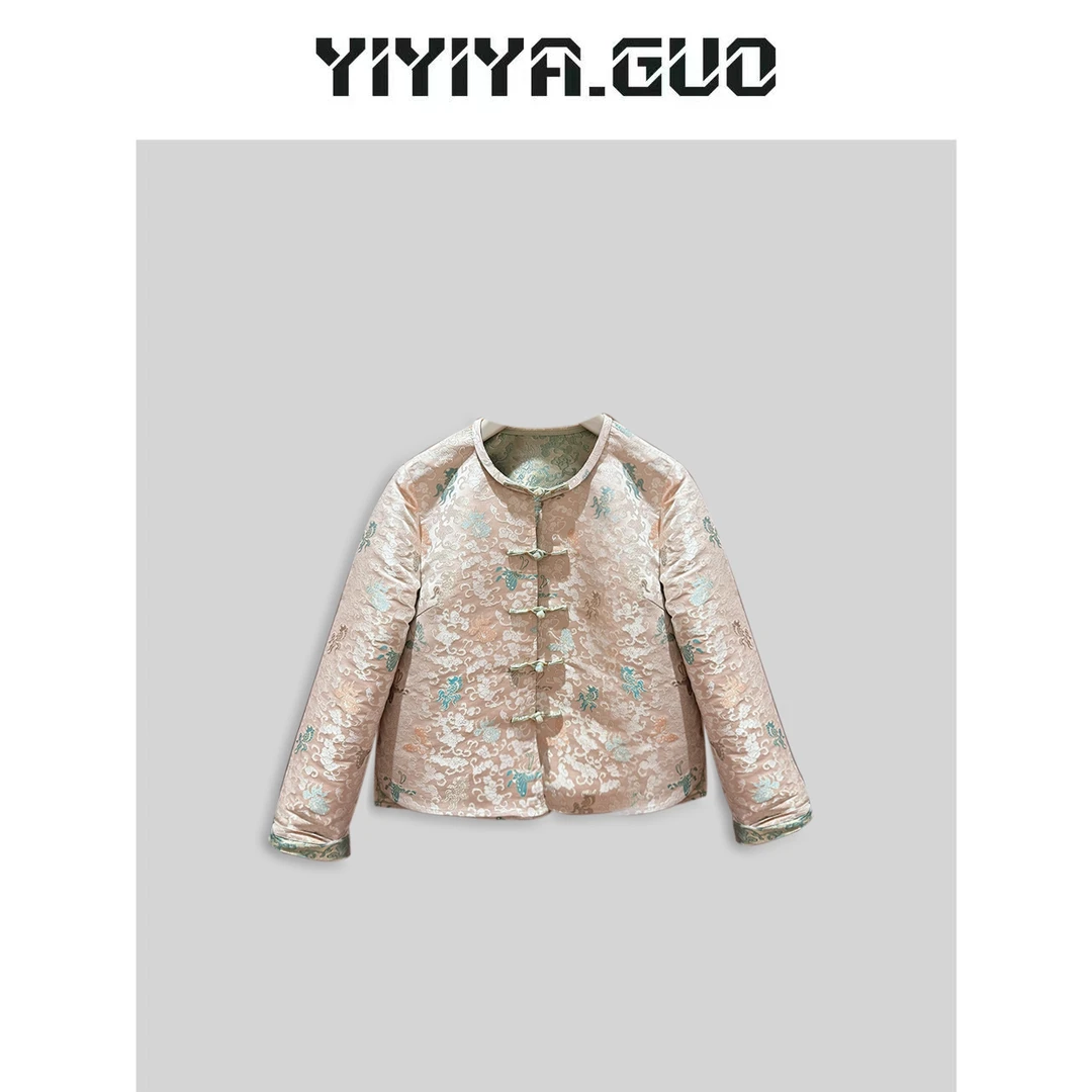 yiyiya.Guo艺艺吖/【珍珠彩蝶】宋锦·浅粉色金线蝴蝶外套2024721