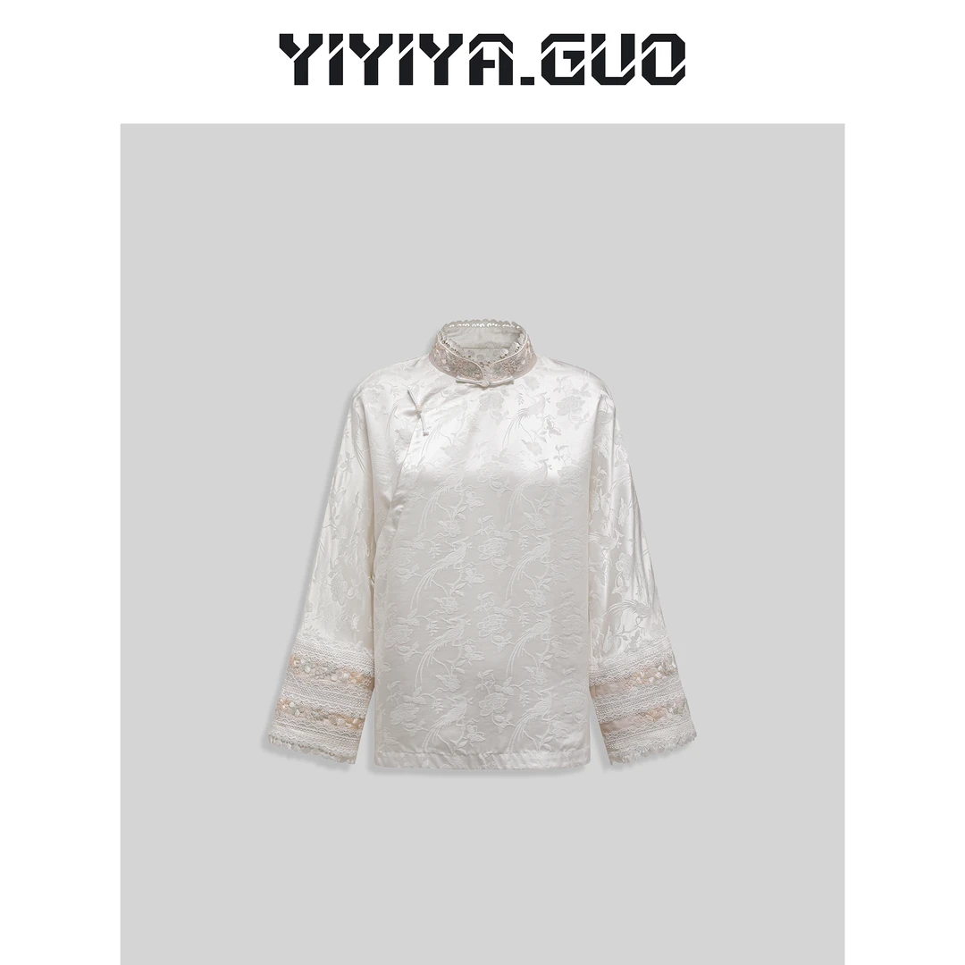 yiyiya.Guo艺艺吖/【白色雪莲】重工苏绣斜襟上衣20242217