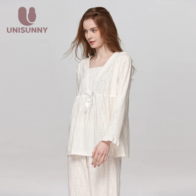 unisunny月子服孕妇哺乳睡衣春秋款产后喂奶产妇十月份家居服套装