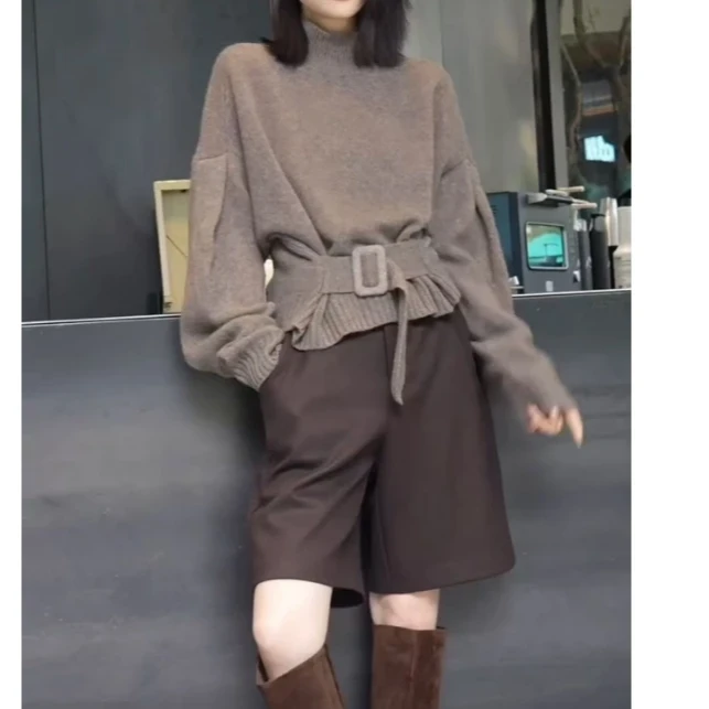 秋冬新款时尚百搭气质女装服饰显瘦精品上衣高腰休闲宽松洋气裤子