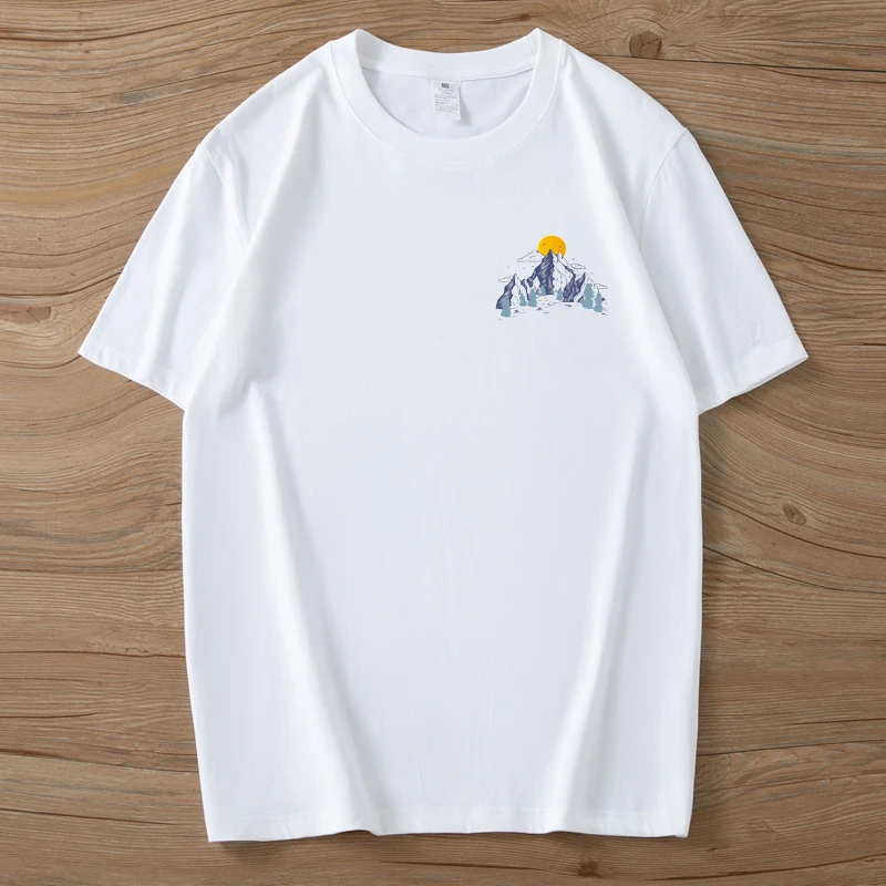 日出夏季重磅纯棉短袖t恤男士休闲百搭男女同款潮流圆领半袖上衣