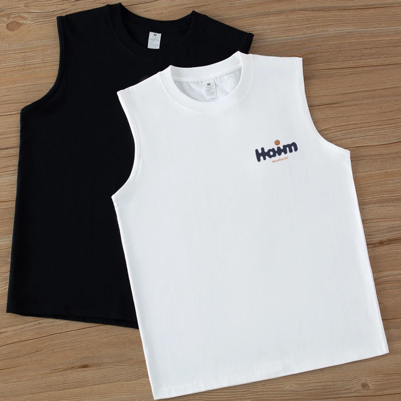 纯棉夏季宽松无袖T恤男生背心运动健身男士休闲圆领无袖t恤坎肩