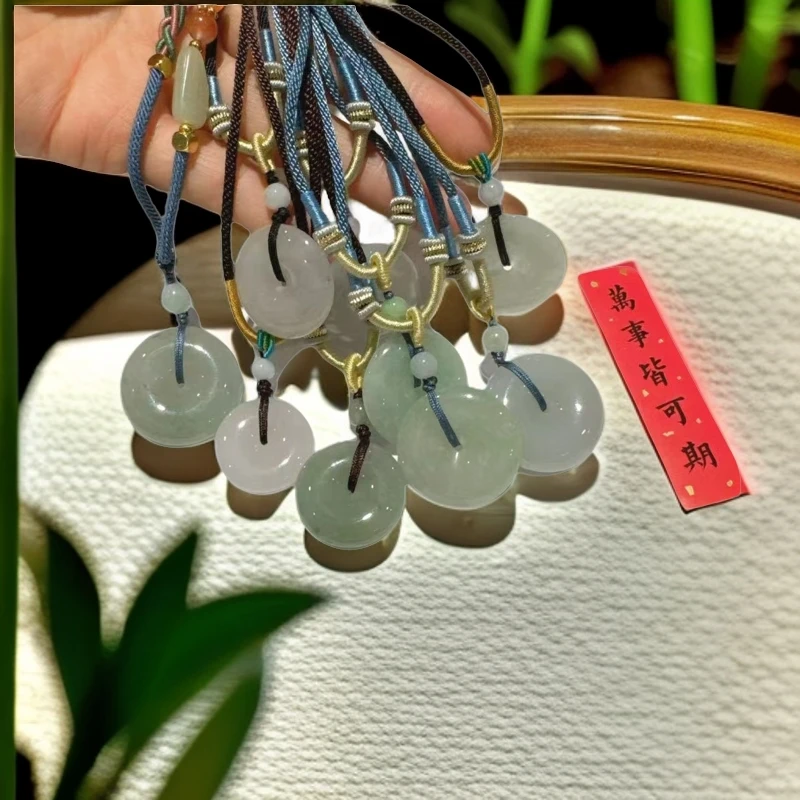 天然翡翠平安扣编织精致百搭百搭可调节古风时尚高冰闺蜜灵动