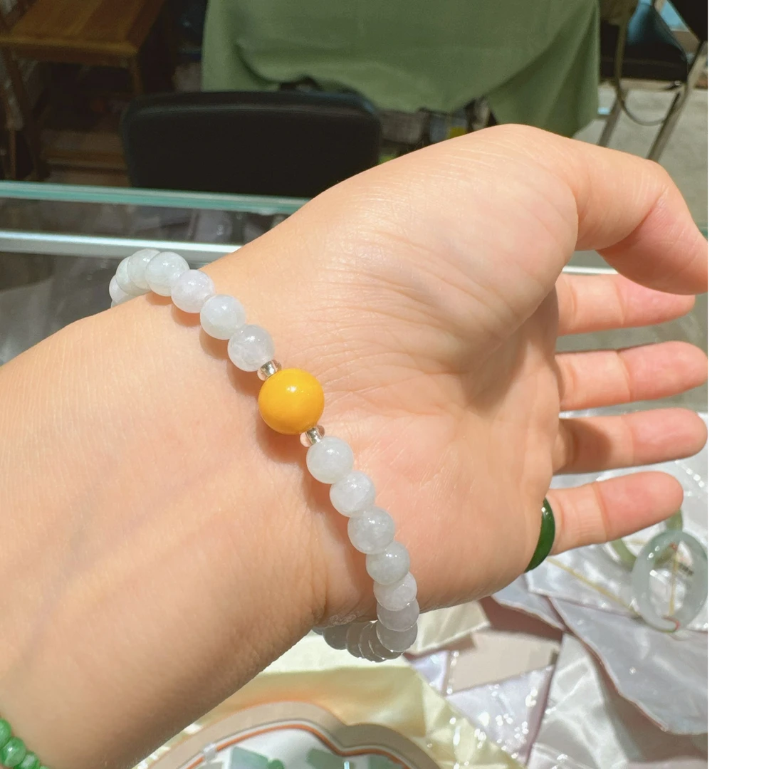 天然翡翠手串干净晴水细腻显白转运路路通百搭时尚手工玉手串