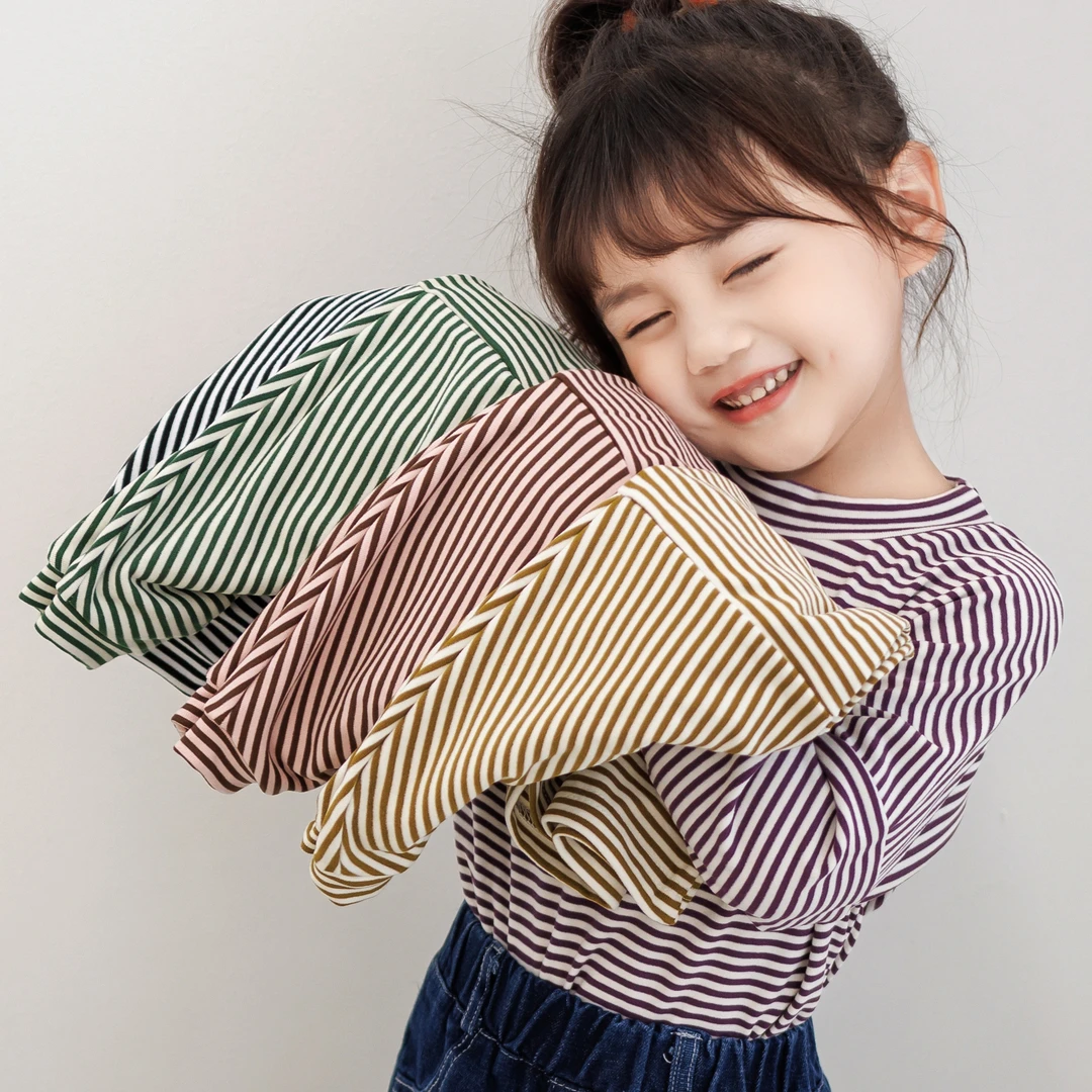 【清版不补】秋季新款儿童打底衫条纹长袖T恤A类上衣体恤宝宝