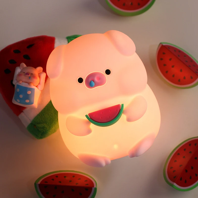 可爱贪吃猪猪硅胶小夜灯礼物床头睡眠小夜灯送女生闺蜜送同学礼物