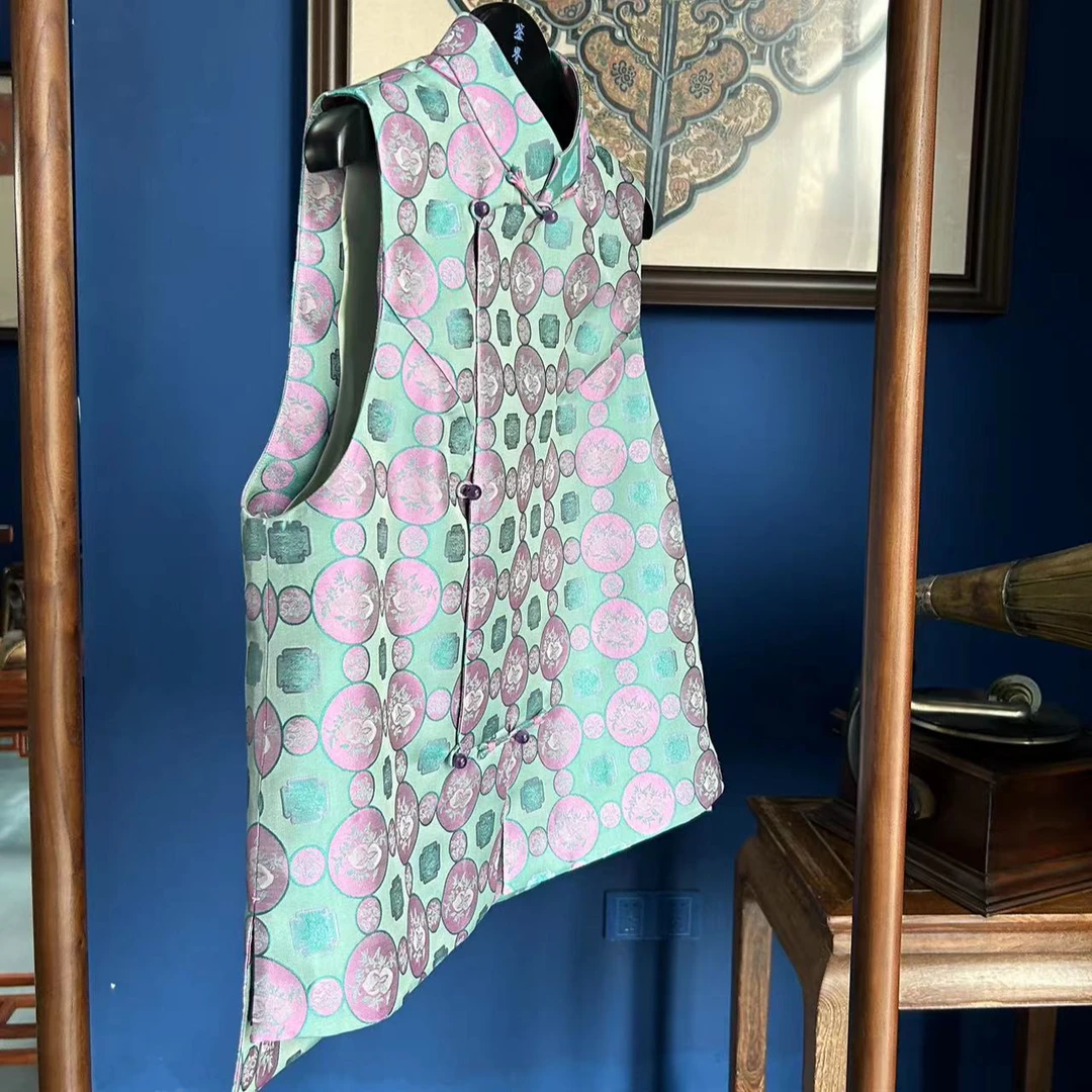 JIANJIE/鉴界传统中式马夹八仙祝寿非遗宋锦新中式马甲