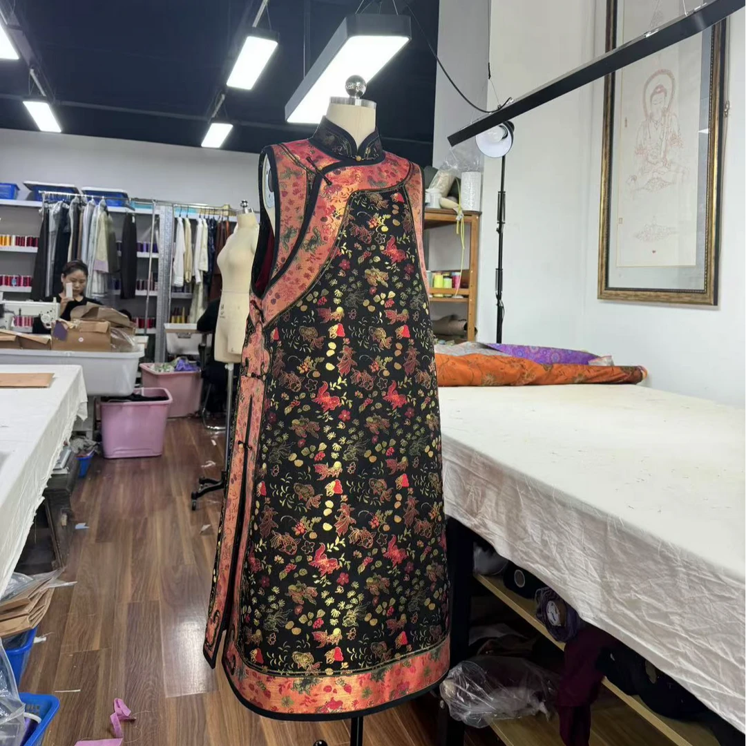 上海鉴界传统中国风马夹风雪霁月非遗宋锦手工如意新中式长马甲