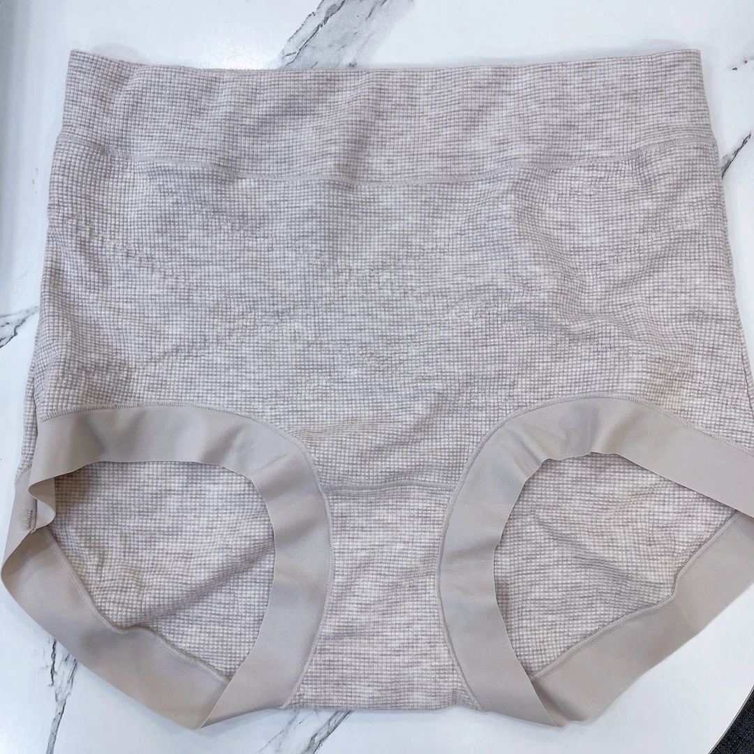 80107 X高腰收腹（3条装）110-150斤磨毛包臀无感腰头女士三角内裤