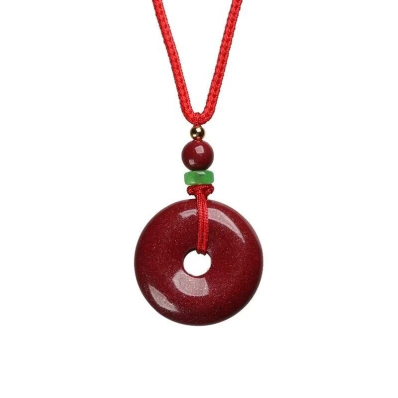 含辰砂工艺品【天意珠宝阁】朱砂平安扣紫金砂吊坠女项链精美