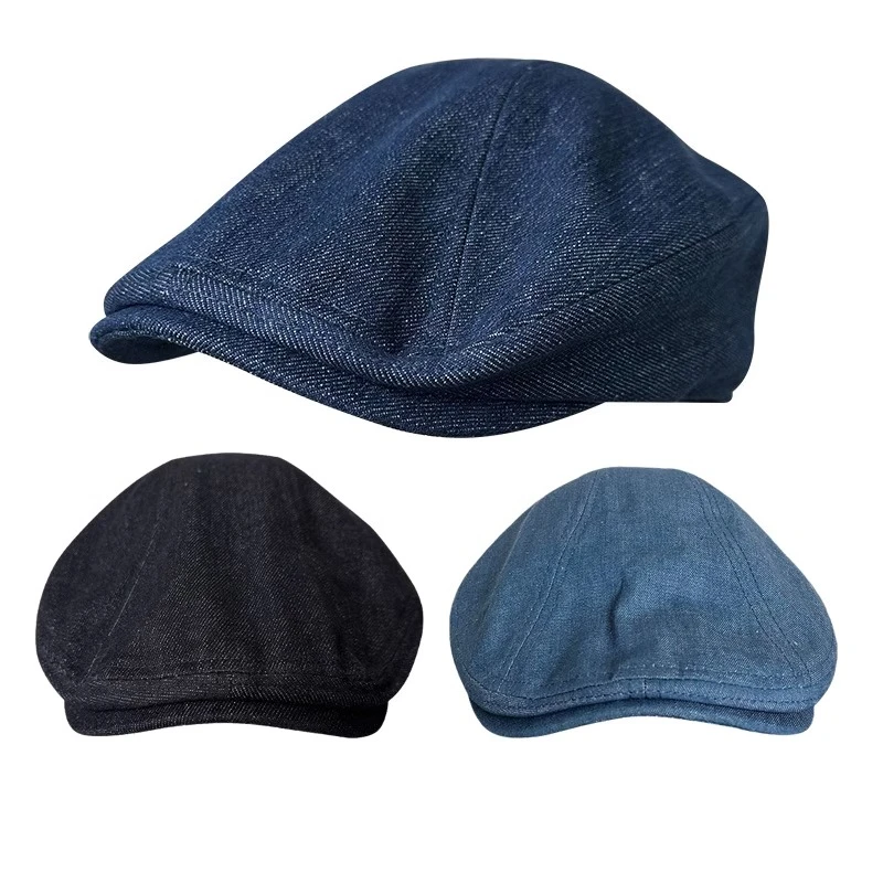 小呀么小阿周  大头围牛仔鸭舌帽 四季可用水洗牛仔布蓝色前进帽