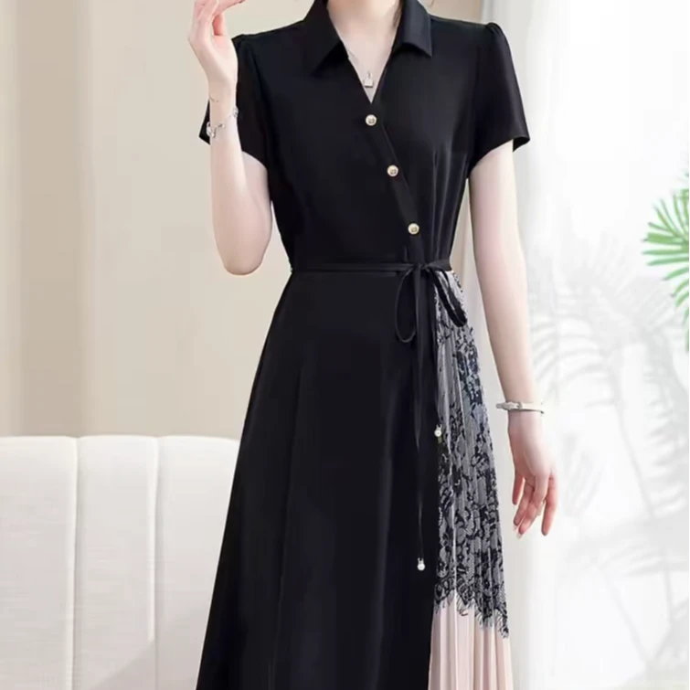 裙子气质时尚夏季黑色百搭法式休闲女装连衣裙轻奢休闲法式潮流