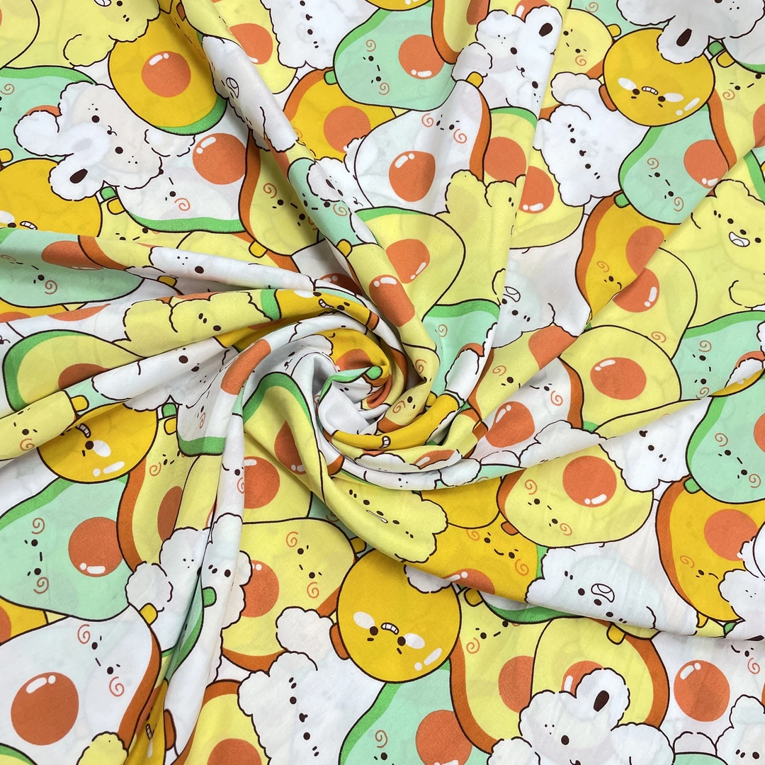 拍3米可以包邮  精品50支棉绸面料  彩色牛油果小熊小兔