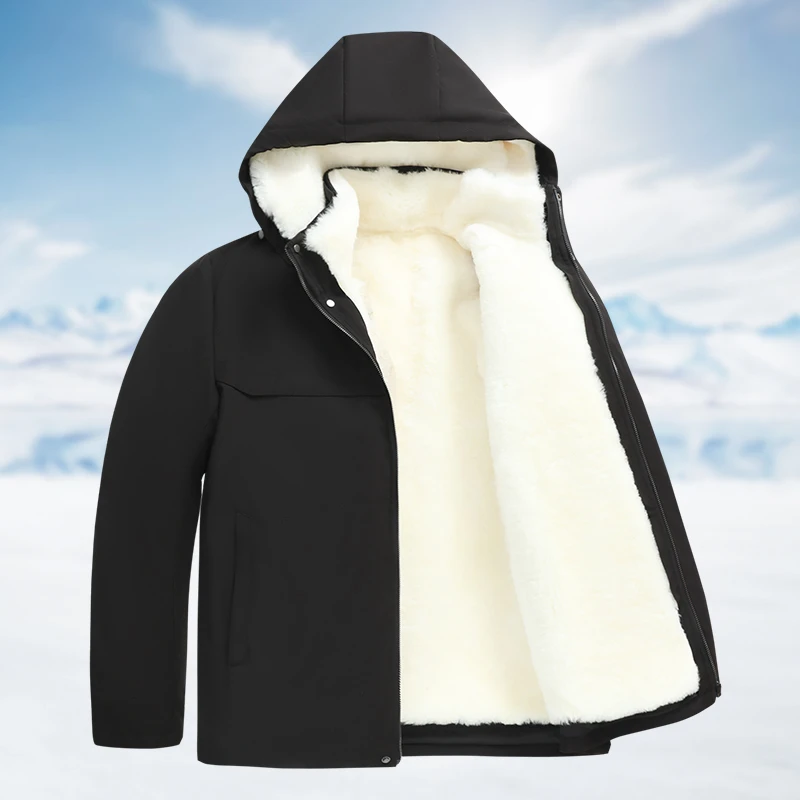 羊皮袄男皮毛一体中老年可拆卸真皮连帽上衣羊毛内胆加厚防寒棉袄