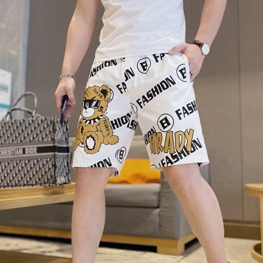 H2024夏季新款男时尚潮流韩版定位花纹薄款休闲百搭速干五分短裤