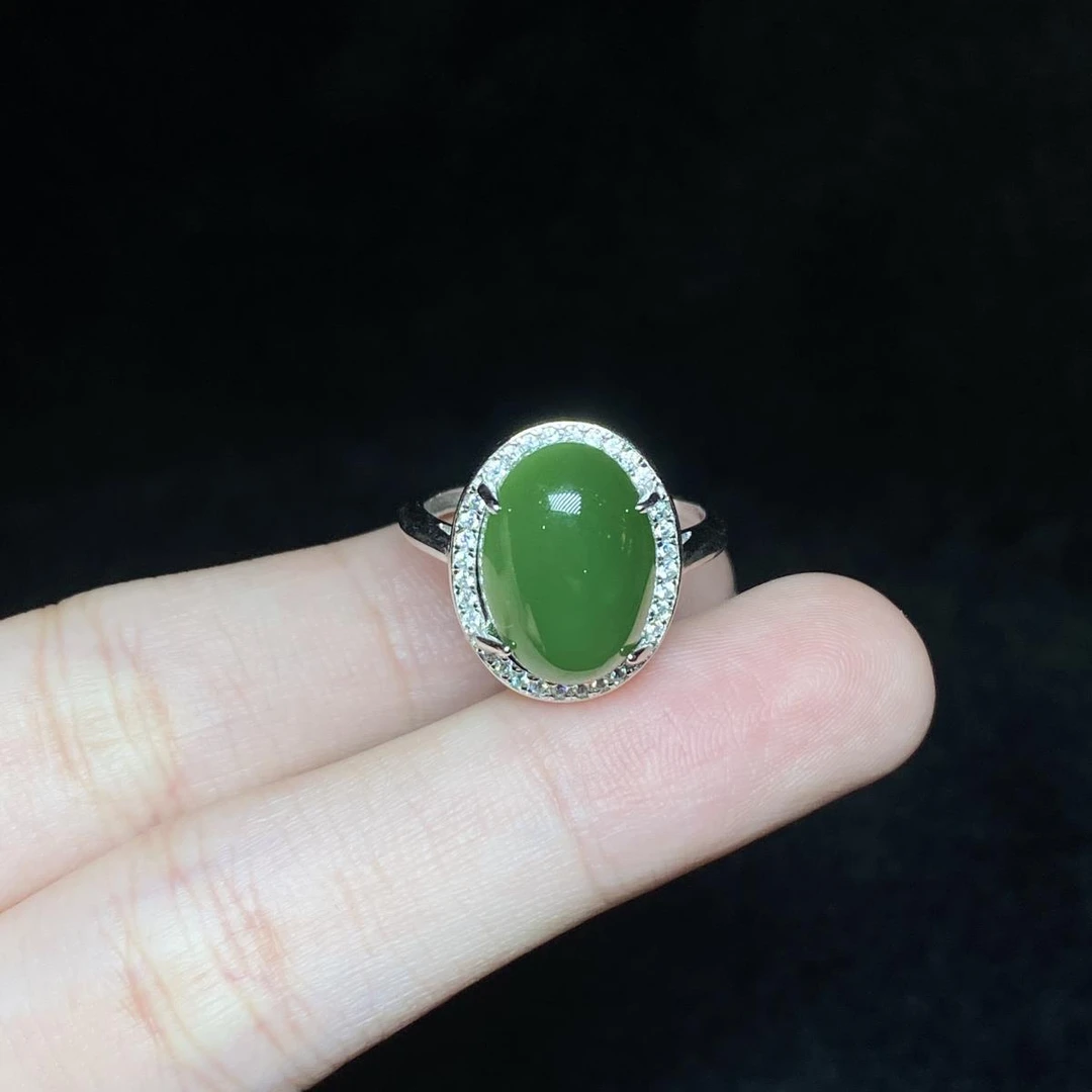 【小北严选】s925银和田玉戒指23-57H190X152【多样性发一】约10*14mm