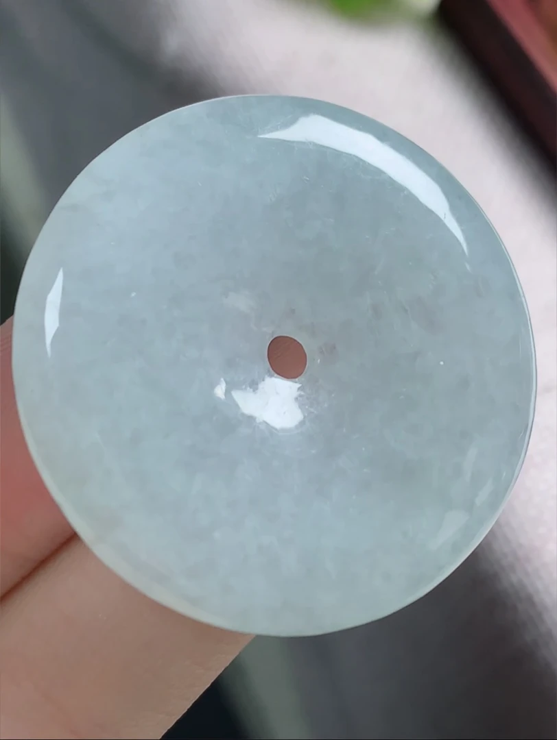 缅甸天然翡翠a货 冰润平安扣吊坠36尺寸38.2/5.3