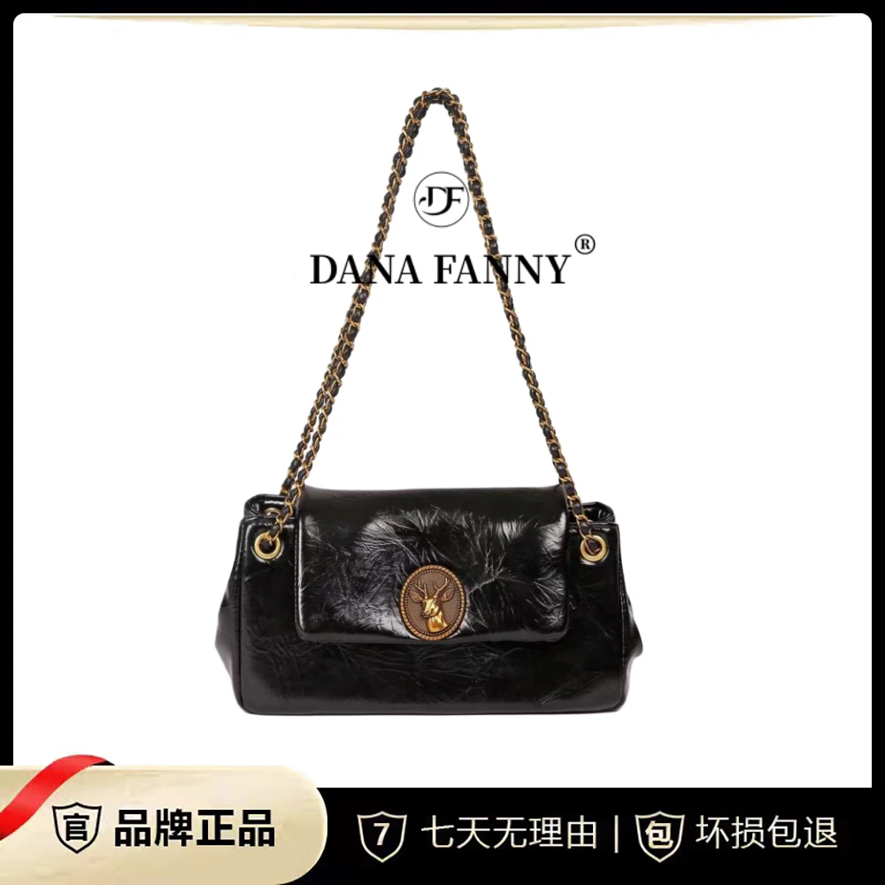 DANAFANNY戴娜梵尼秋冬新款复古百搭时尚褶皱单肩包腋下