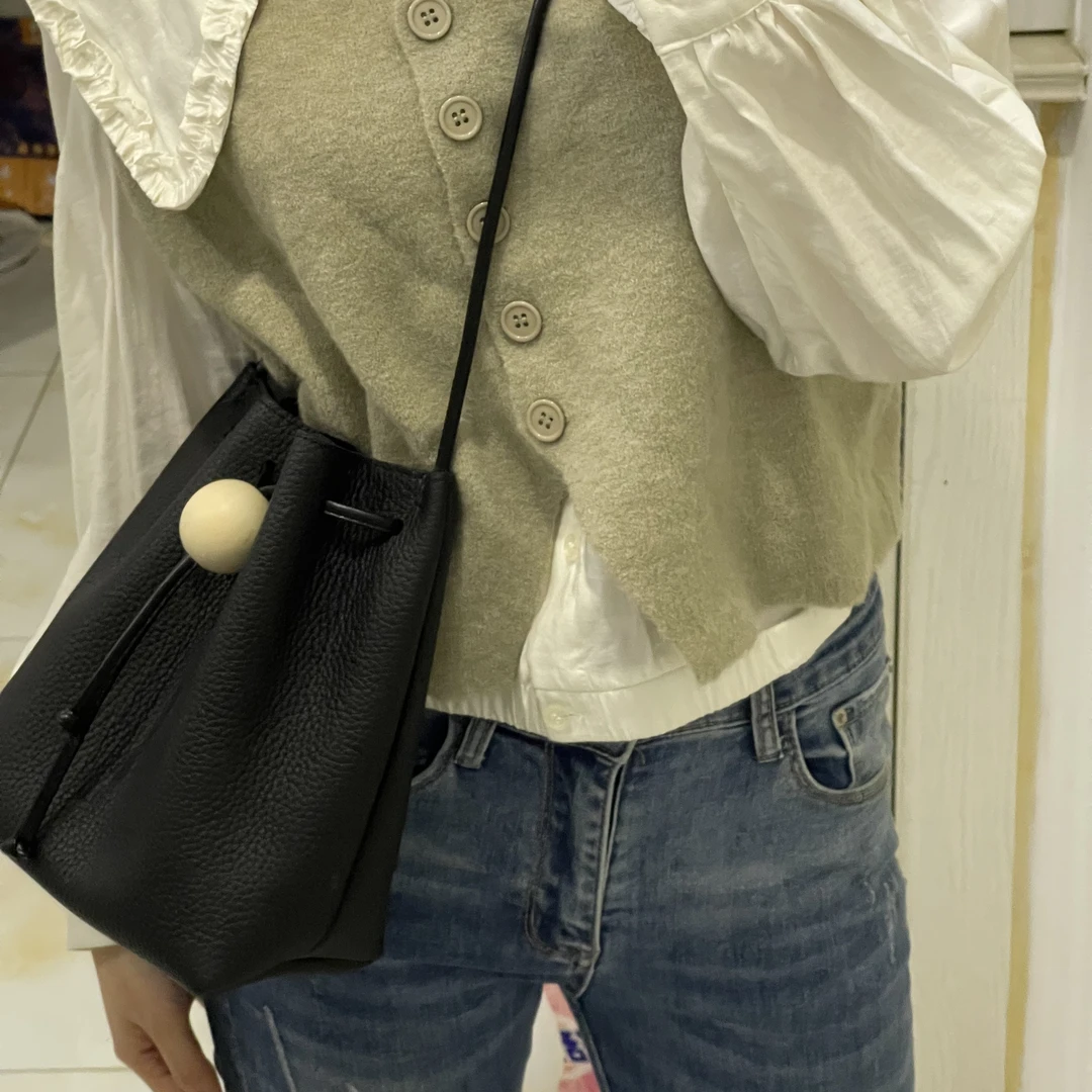 真皮水桶包斜挎包