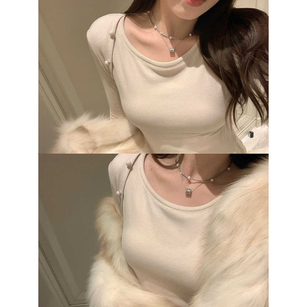 【满分好搭配】花边下摆加绒打底衫 日常小精致的调调！AHY