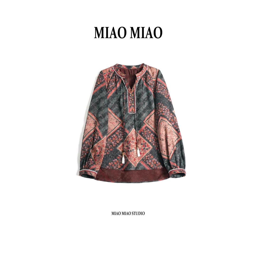 【语柔】淼淼家J-36国风新款秋季时尚百搭前喷小重缎香云纱上衣