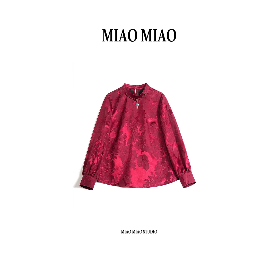 【新年战袍·拾卿】淼淼家20335冬季国风新款优雅提花缎香云纱上衣