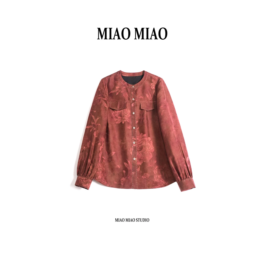 【新年战袍·寻芳】淼淼家20383冬季新款农工缎植物染香云纱上衣