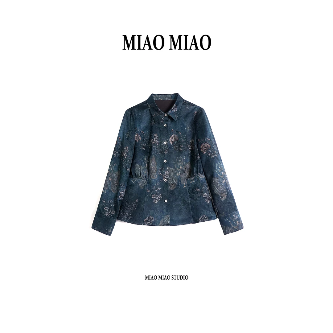 【黛川】淼淼家20223春夏季新款时尚新中式前喷重缎香云纱上衣外套