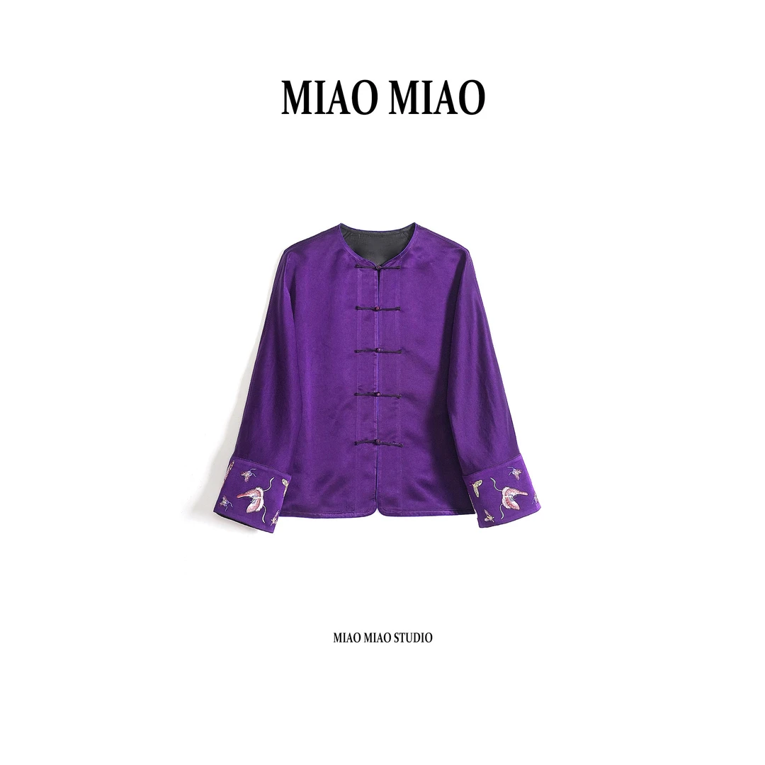 【紫黛】淼淼家20151双面穿春夏季新中式国风优雅重缎香云纱上衣