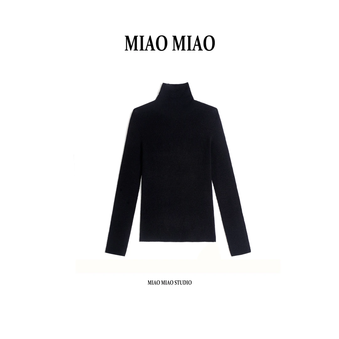 【佳人】淼淼家01美丽诺高端秋冬纯色高领气质百搭打底针织上衣