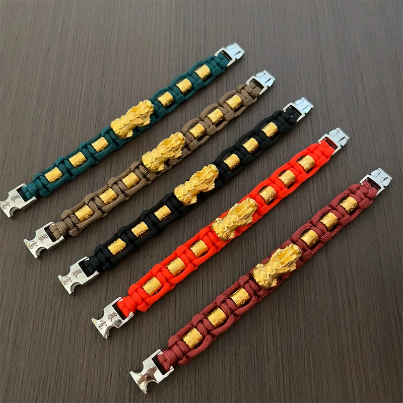 铜合金手链 金皮暴富元宝貔貅六字真言手工编织手链时尚轻奢饰品