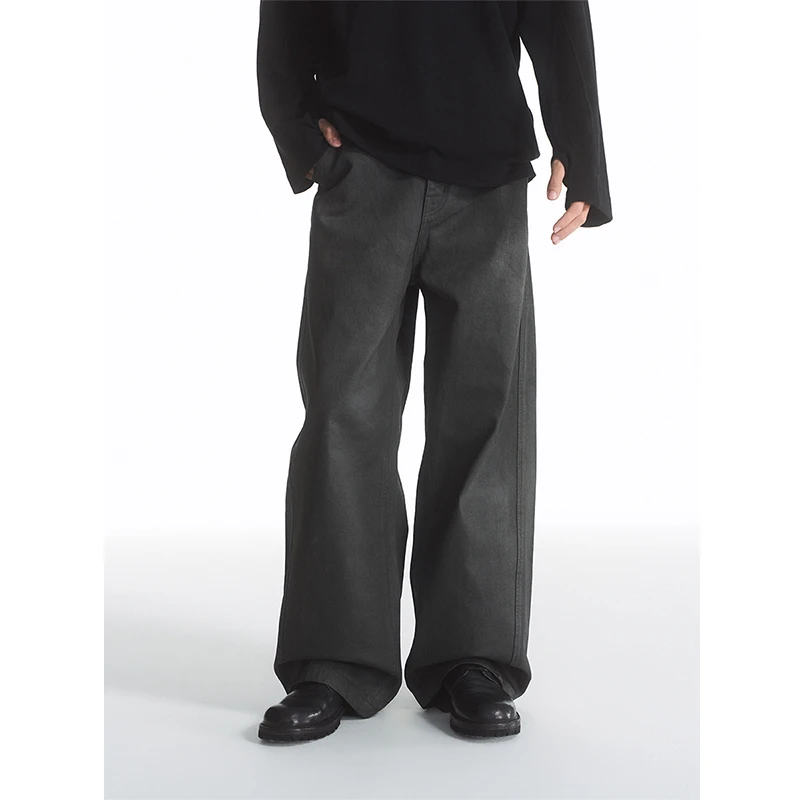 LIMPIDOCULUS时尚复古意大利进口手工涂层A字百搭牛仔裤