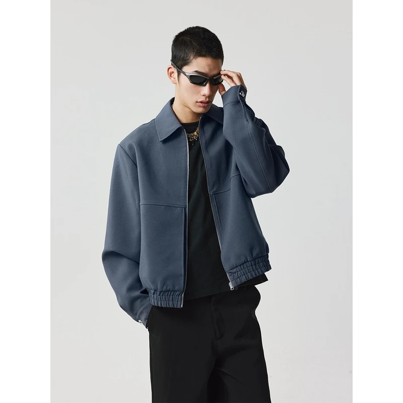 LIMPIDOCULUS 雾霾蓝花苞cleanfit短款垫肩夹克外套