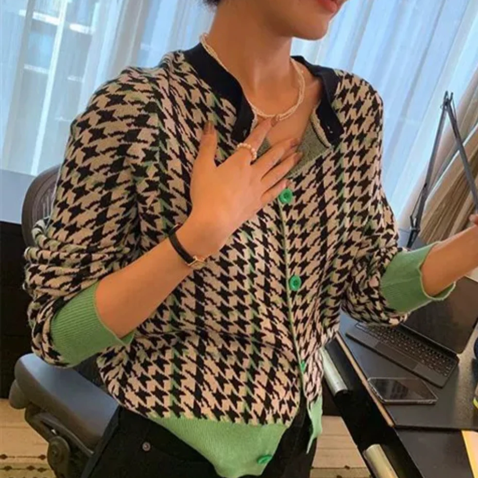 【暗夜缪斯】24秋冬 宽松小香风毛衣外套 电脑提花针织开衫