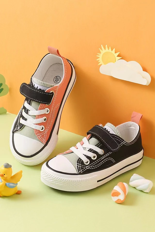 2024款秋冬季时尚软底透气百搭网面儿童帆布鞋