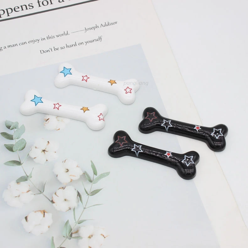 1031儿童可爱创意骨头发夹diy配件印花亮面发饰夹子材料贴片