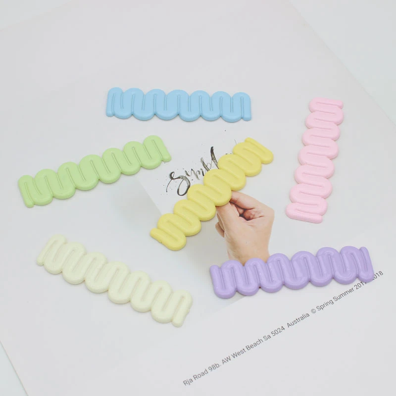 1065糖果色亚克力亮面烤漆波浪曲线长条发夹DIY饰品材料配件贴片