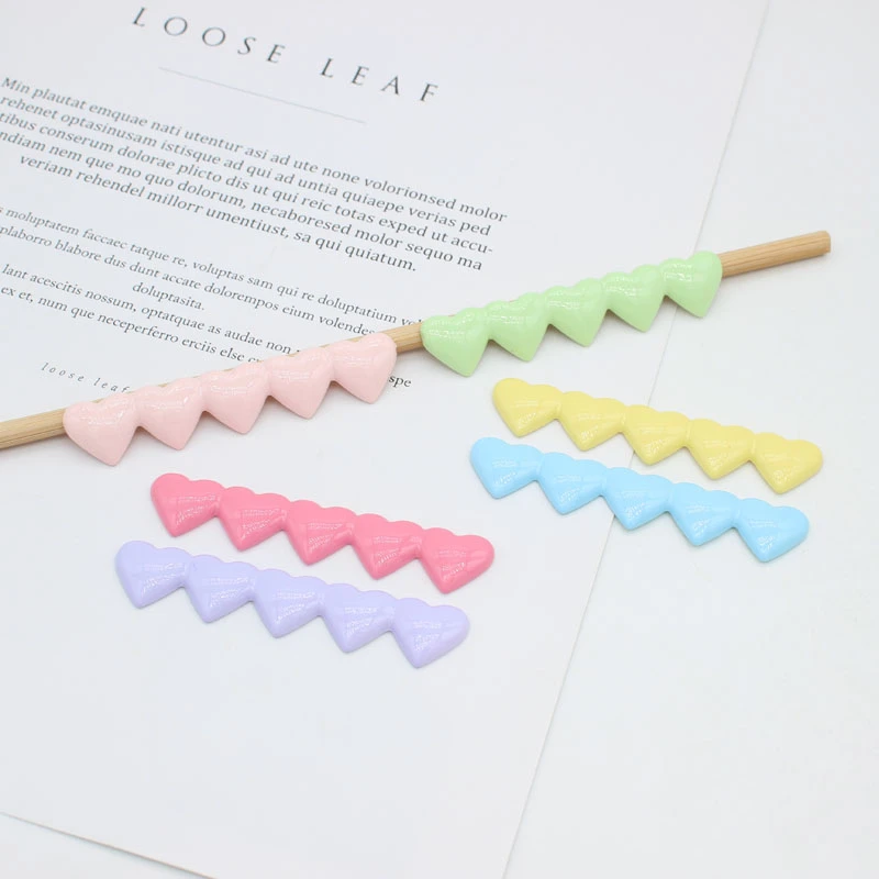 1067亮漆糖果色可爱五连小爱心长条片片发夹发饰DIY饰品配件贴片