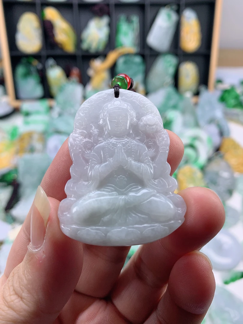缅甸天然A货翡翠度母50.5-36.7-6.5