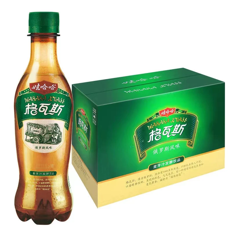 新货娃哈哈格瓦斯330ml*6/15瓶麦芽汁发酵饮料俄罗斯风味碳酸饮料