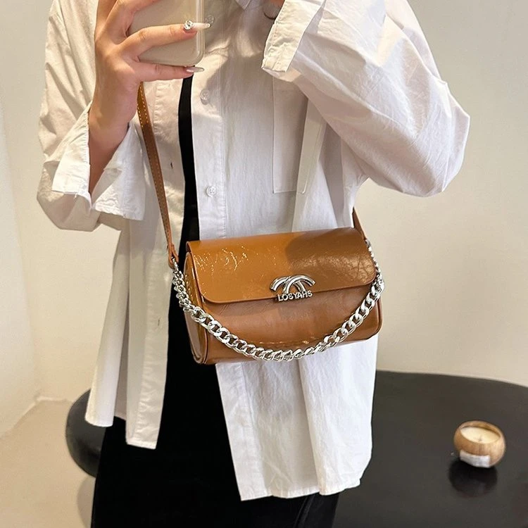 【妮可专属】新款轻奢腋下经典休闲时尚百搭斜挎包3986棕