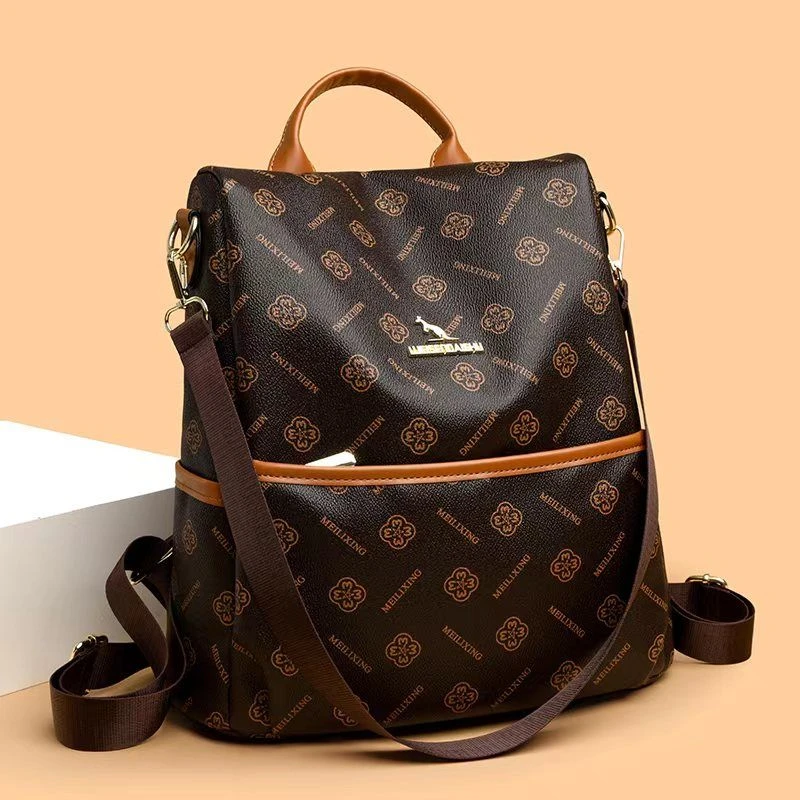 【长30cm宽15cm高31cm】背开式防盗双肩背包大容量时尚休闲2063【7T】