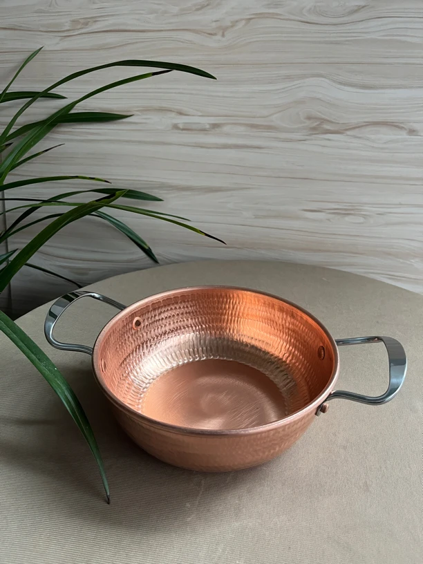 紫铜手工米线锅 双耳米线锅 电磁炉双耳米线锅 直径20cm米线锅