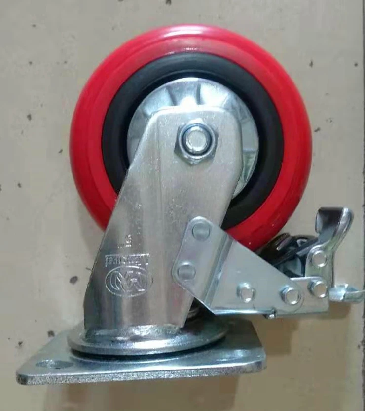 明威万向轮pu轮6厘支架4寸5寸6寸8寸餐车轮载重万向轮加重脚轮