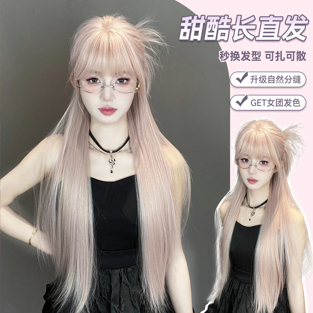 假发女长直发网红日常Lolita假发自然齐刘海jk全头套