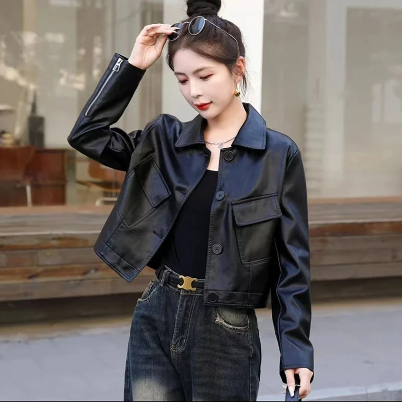 气质皮衣外套女新款洋气流行时尚潮流休闲宽松显瘦短款夹克上衣服