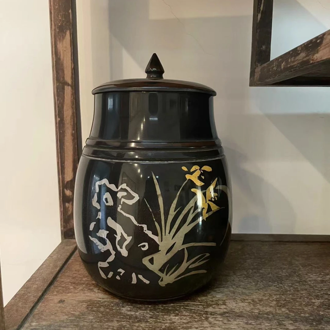 古韵兰花诗词创意陶茶罐