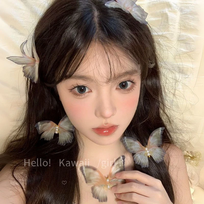 古风发饰仙气灵动薄纱蝴蝶翅膀发夹女森系仙美高级感边夹发卡头饰