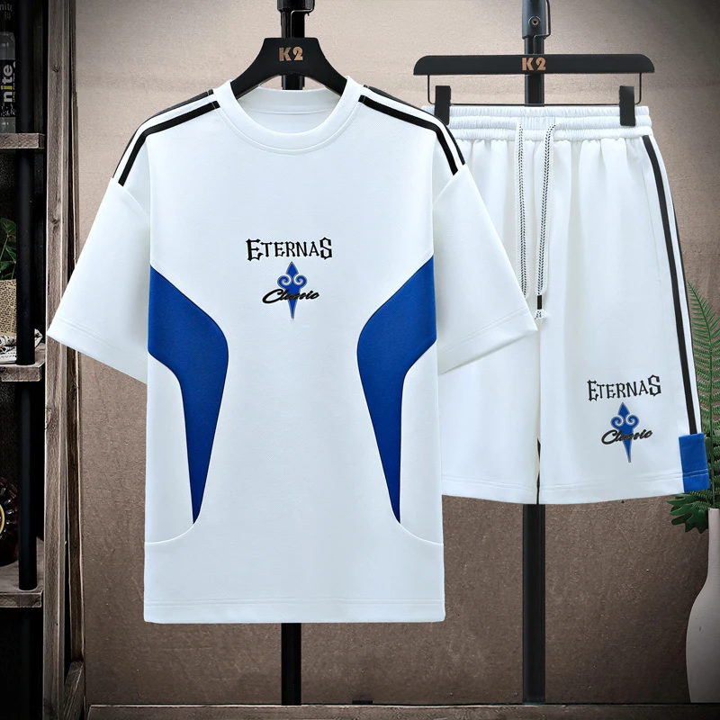 2025夏季新款透气套装个性青少年男士潮流休闲百搭高级印花帅气in